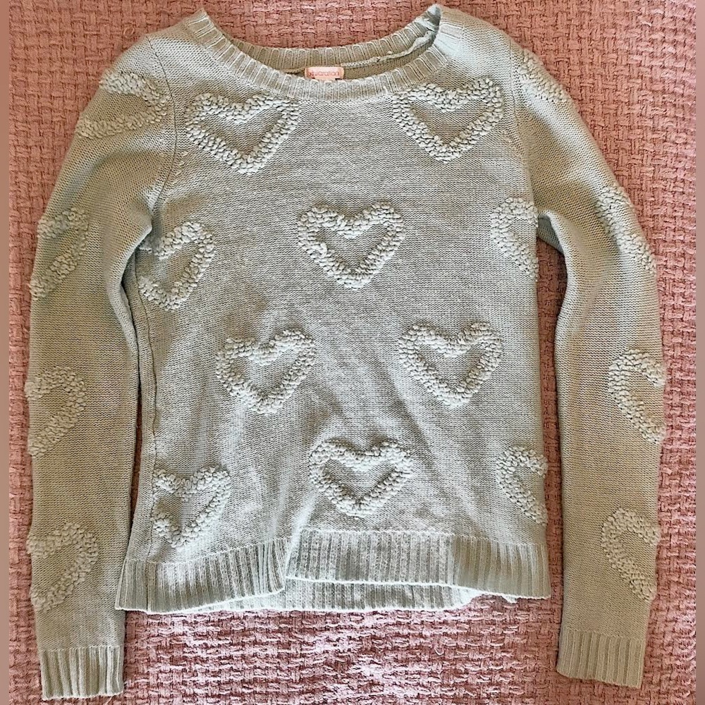 Xhilaration Turquoise Heart Embroidered Sweater